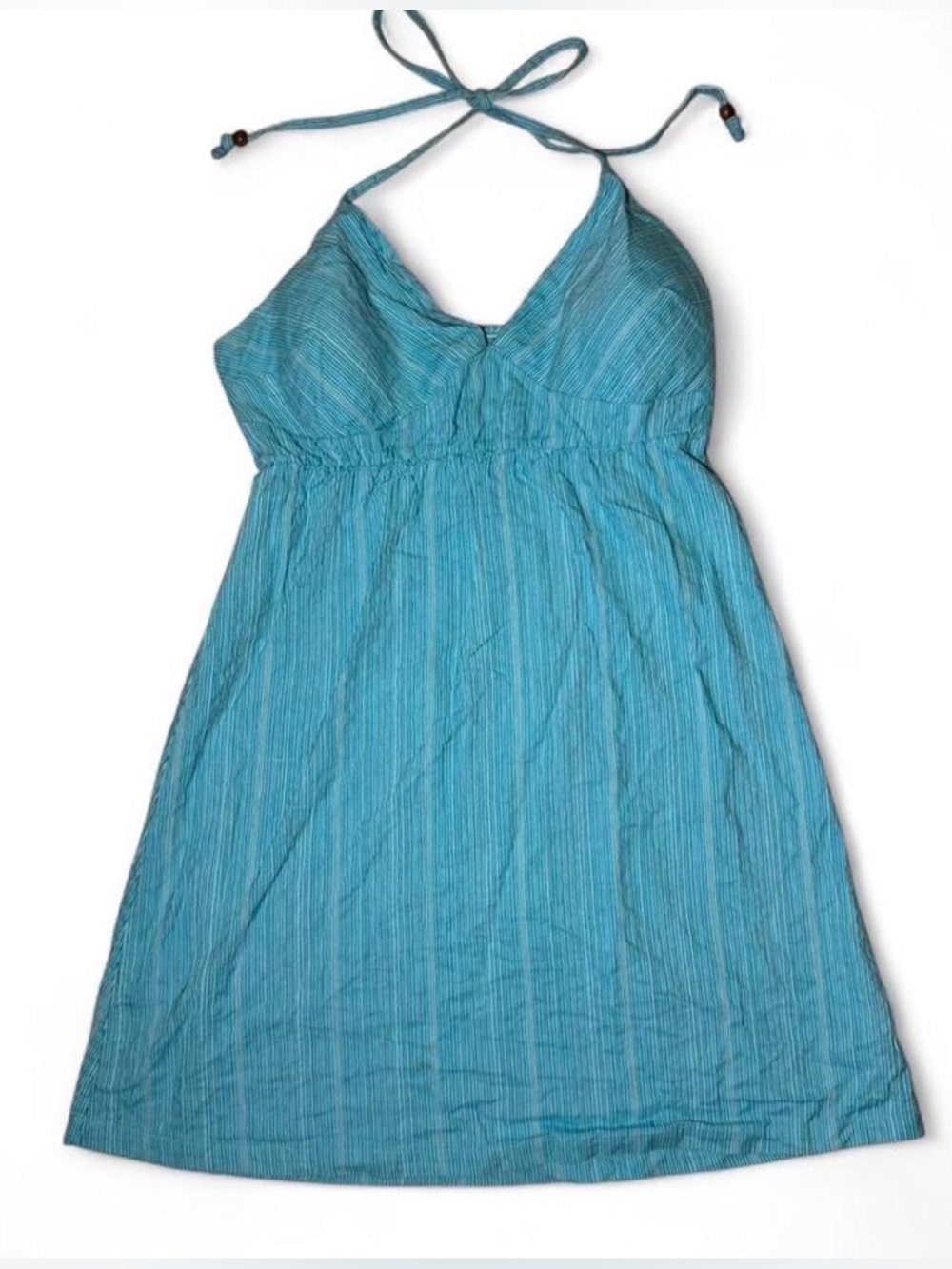 Y2K Summer vacation Blue halter neck babydoll dress with adjustable straps 🌀